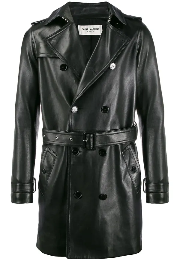 Saint Laurent trenchcoat i läder - Svart