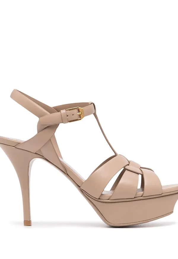 Saint Laurent Tribute högklackade sandaler - Neutral