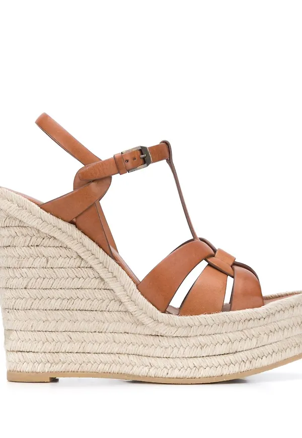 Saint Laurent Tribute kilklackssandaler - Brun