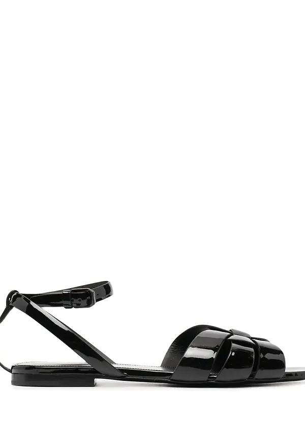 Saint Laurent Tribute lackade sandaler - Svart