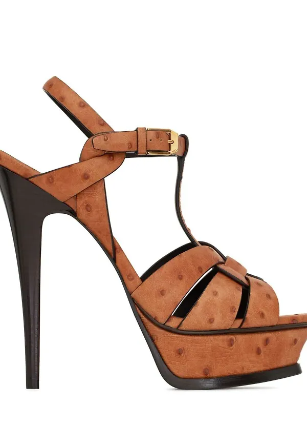 Saint Laurent Tribute präglade platåsandaler - Neutral