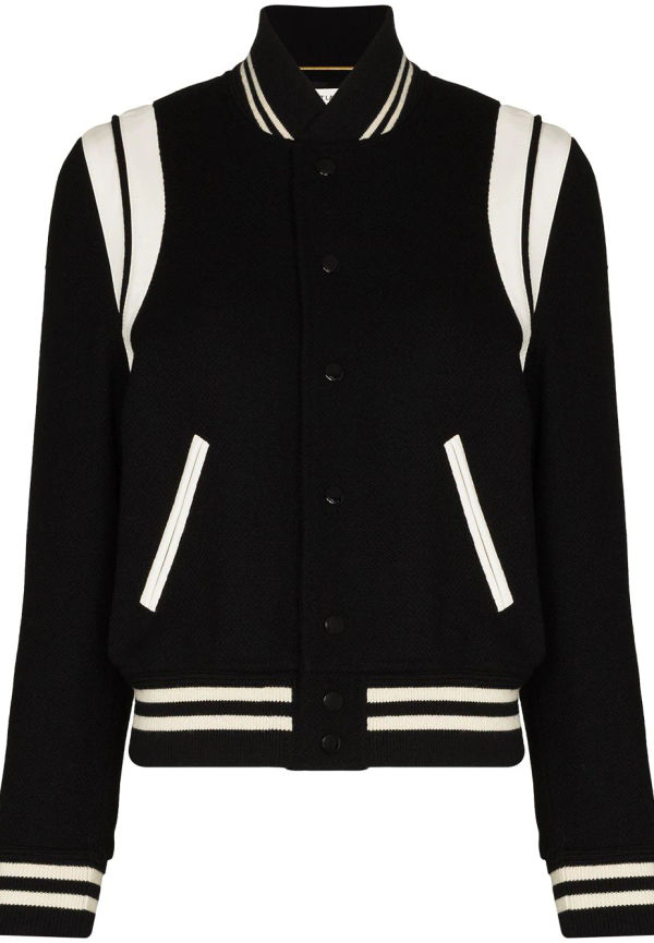 Saint Laurent tvåfärgad collegejacka - Svart