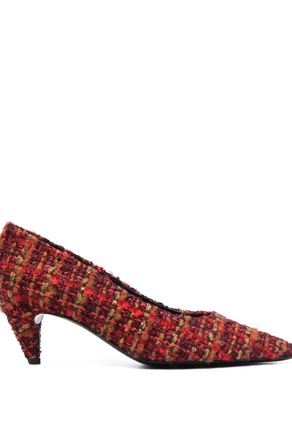 Saint Laurent tweedpumps med klack - Röd
