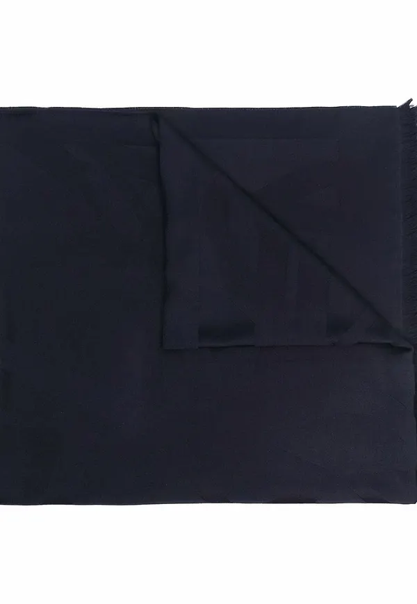 Saint Laurent ullhalsduk med logotypplakett - Blå