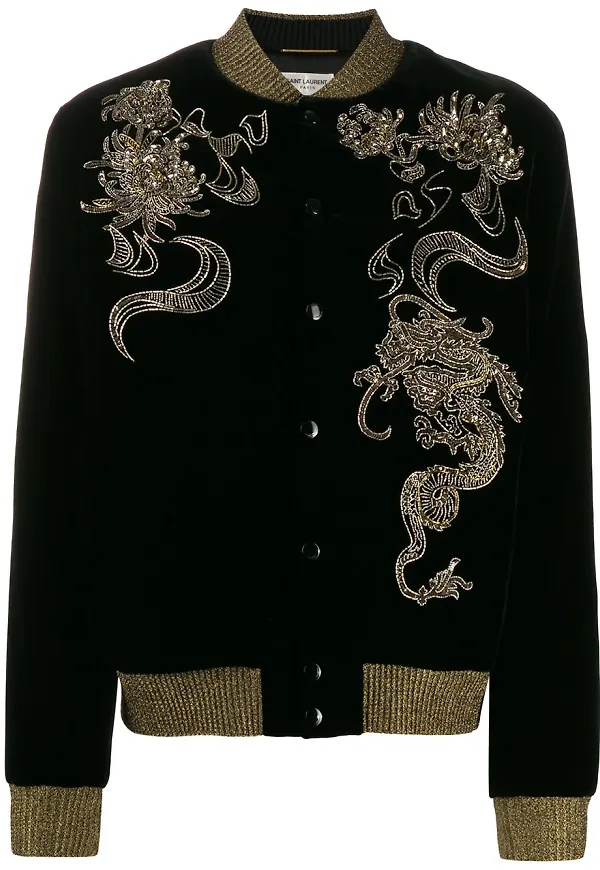 Saint Laurent utsmyckad bomberjacka - Svart