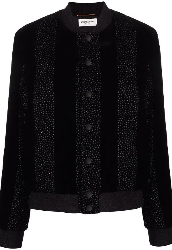Saint Laurent utsmyckad bomberjacka - Svart