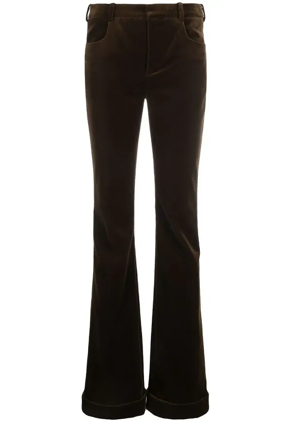 Saint Laurent utsvängda sammetsbyxor - Brun