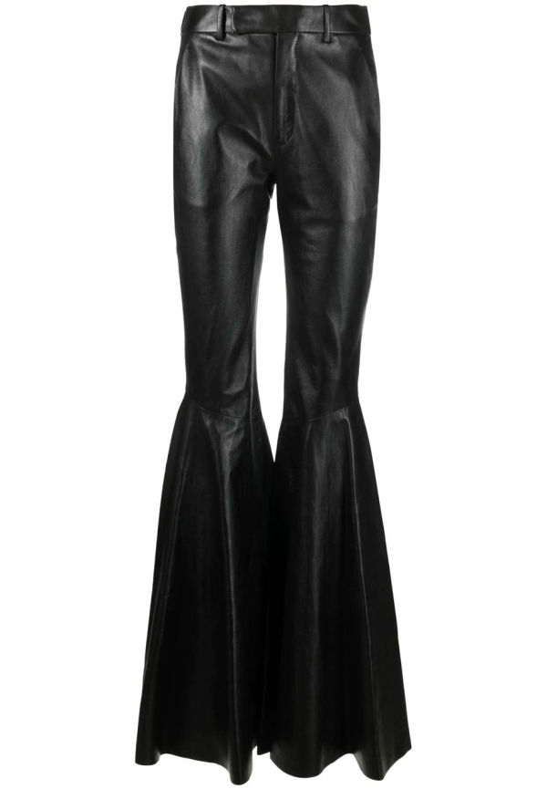 Saint Laurent utsvängda skinnbyxor - Svart