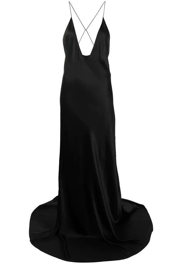Saint Laurent v-ringad aftonklänning - Svart
