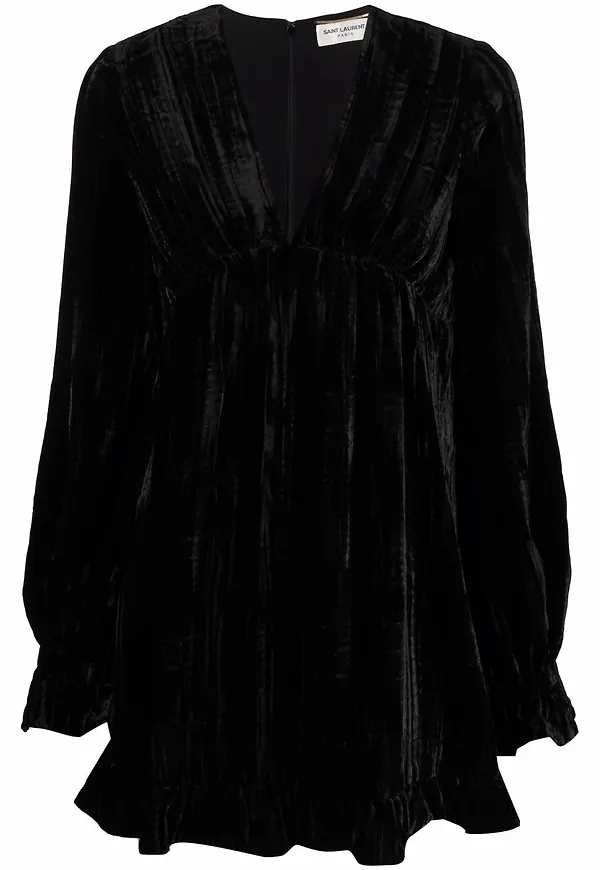 Saint Laurent v-ringad volangklänning - Svart