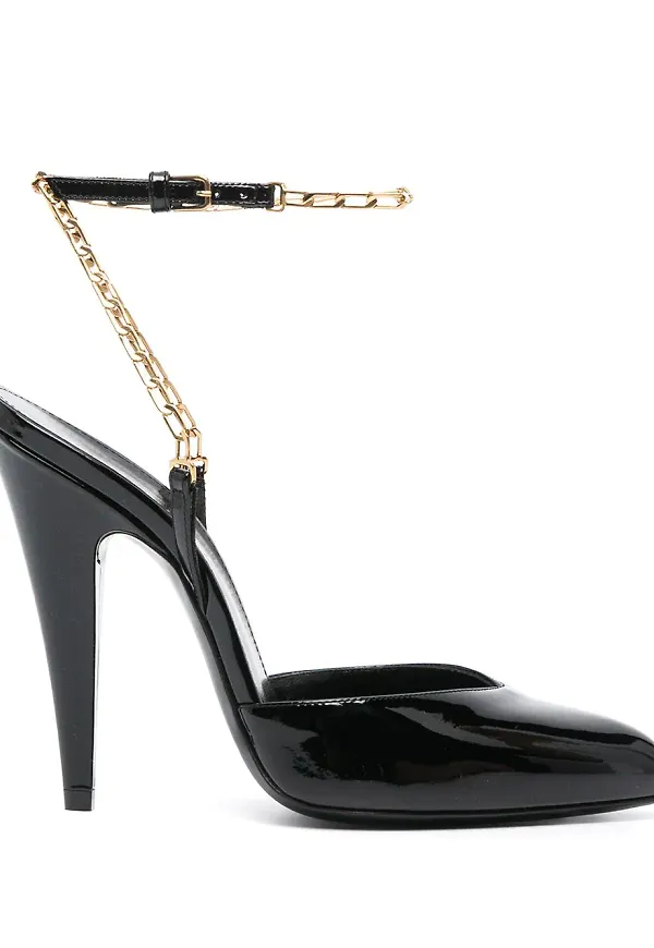 Saint Laurent Venus 110 mm pumps med kedja - Svart