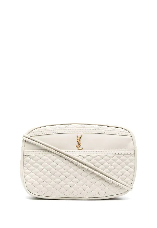 Saint Laurent Victoire quiltad axelremsväska - Vit
