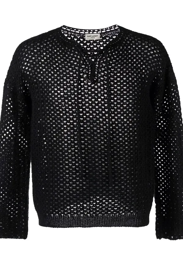 Saint Laurent virkstickad topp - Svart