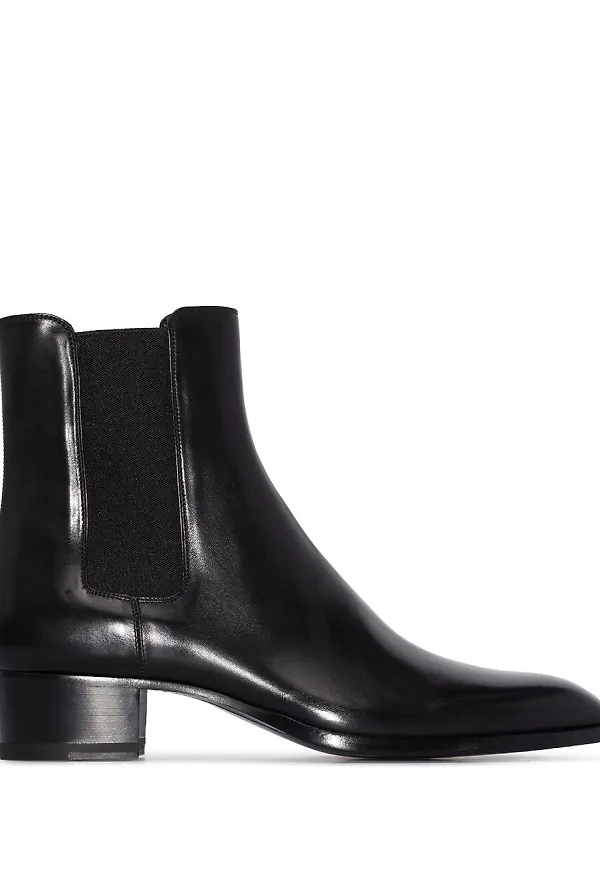 Saint Laurent Wyatt 40 läderstövlar - Svart