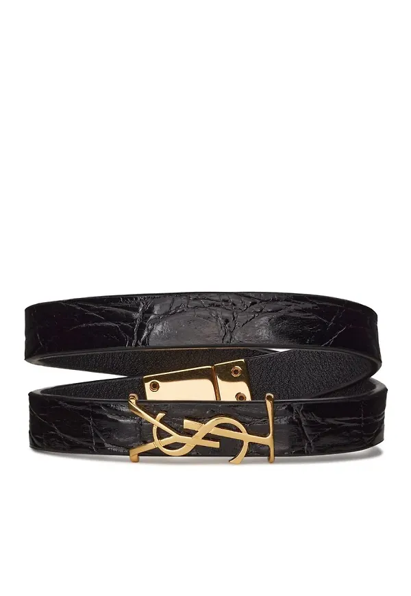 Saint Laurent YSL armband med krokodileffekt - Svart
