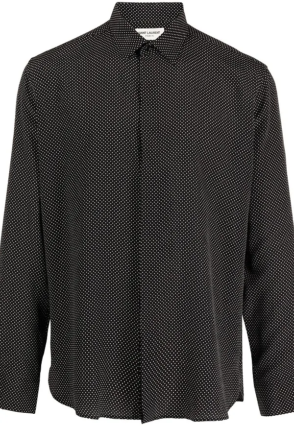 Saint Laurent Yves prickig skjorta med krage - Svart