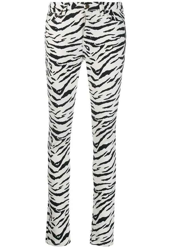 Saint Laurent zebramönstrade skinny-jeans - Vit