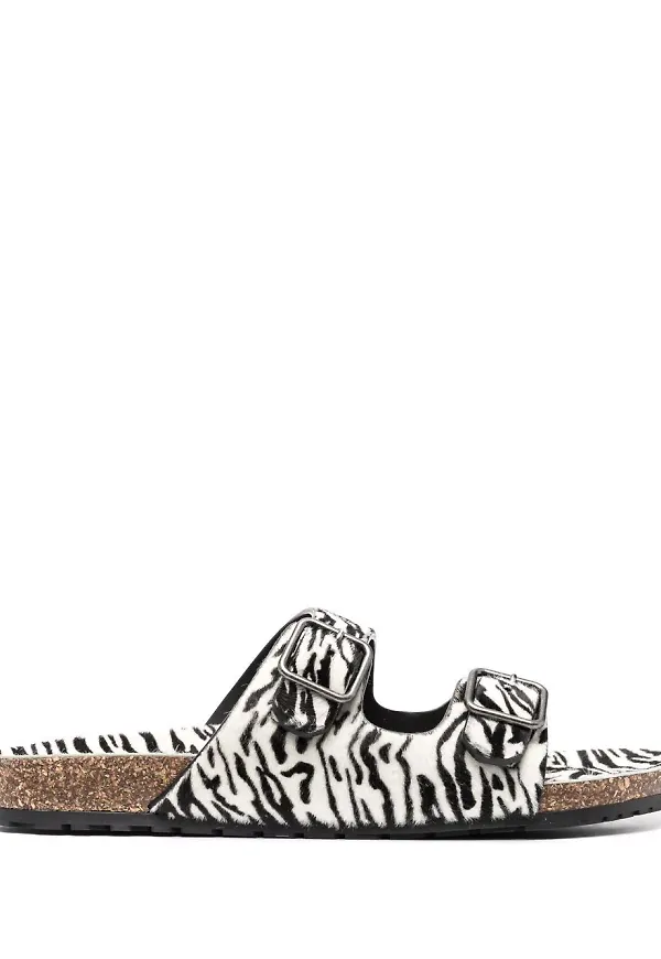 Saint Laurent zebramönstrade tofflor - Vit