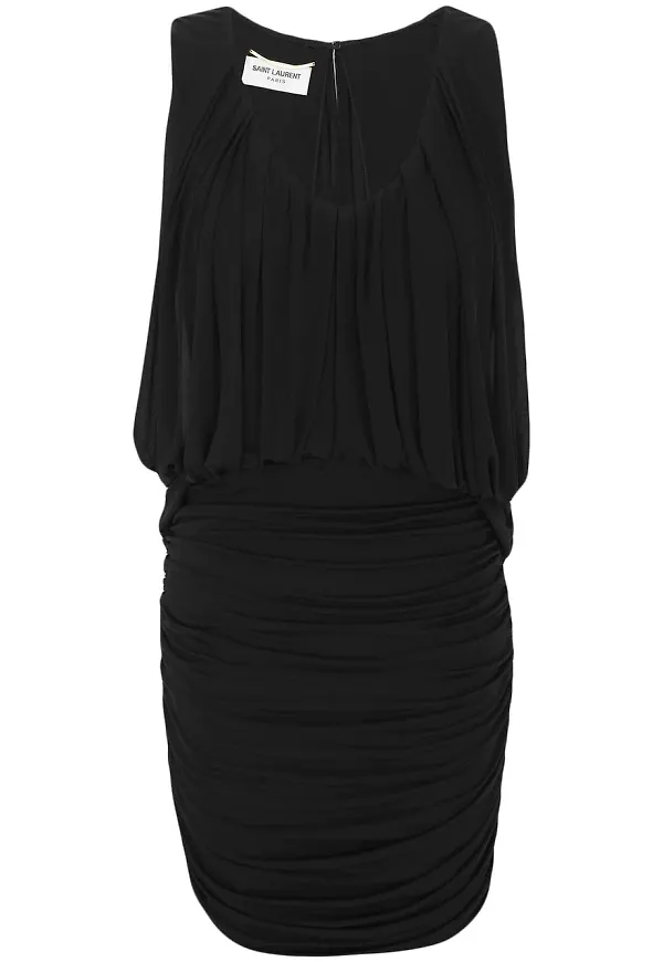 Saint Laurent ärmlös draperad miniklänning - Svart