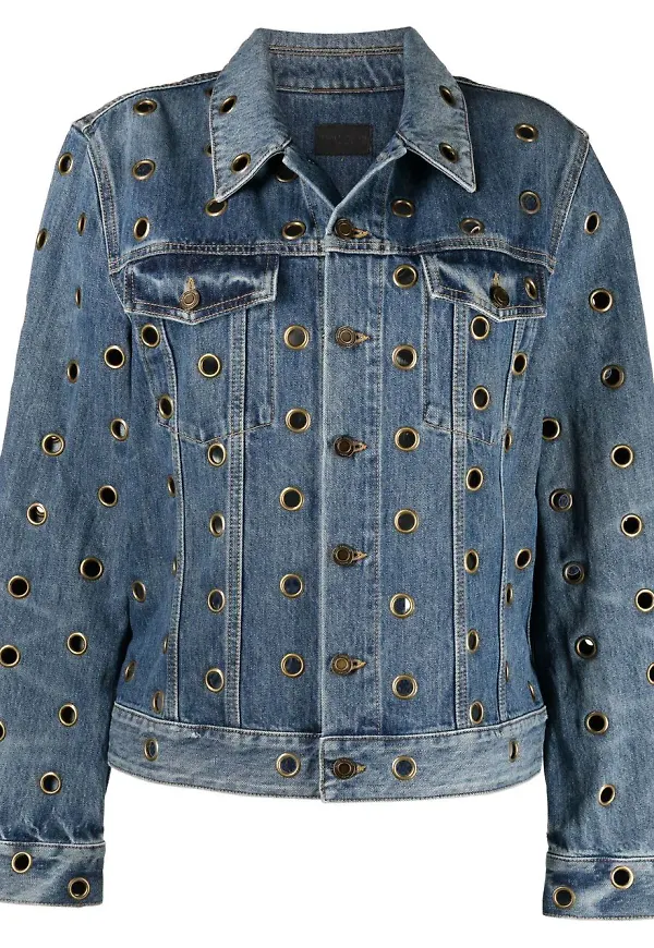 Saint Laurent öljettprydd jeansjacka - Blå