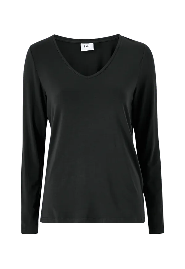 Saint Tropez - Topp AdeliaSZ V-N LS Blouse - Svart