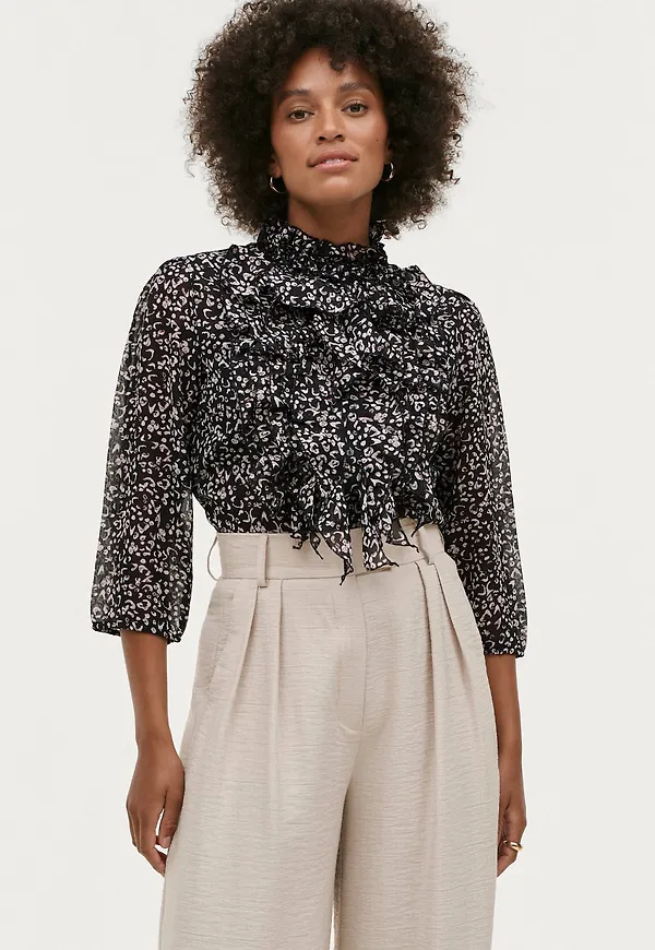 Saint Tropez - Volangblus LillySZ 3/4 Shirt - Svart