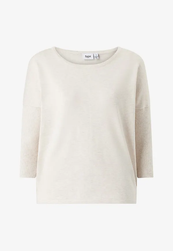 Saint Tropez - Tröja MilaSZ R-Neck Pullover - Beige