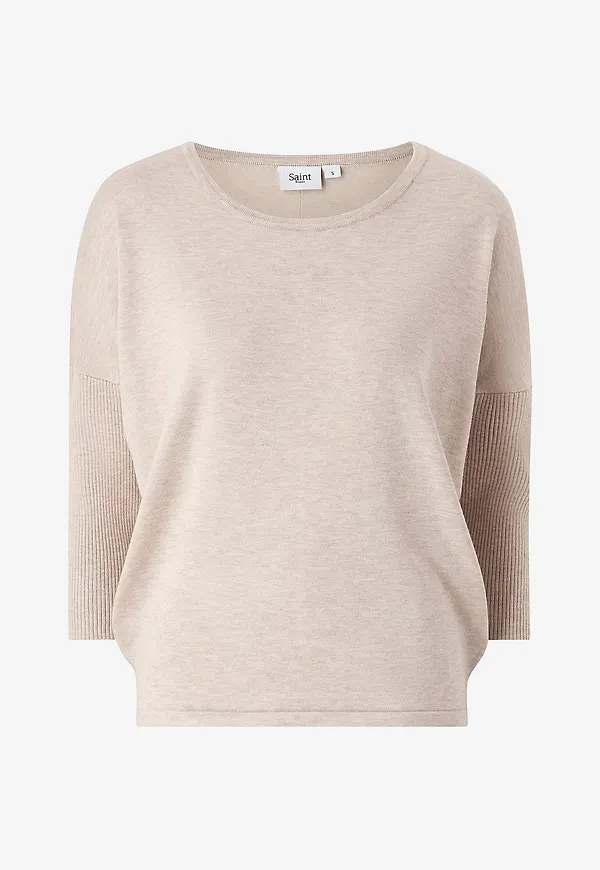 Saint Tropez - Tröja med ribbad ärm - Beige