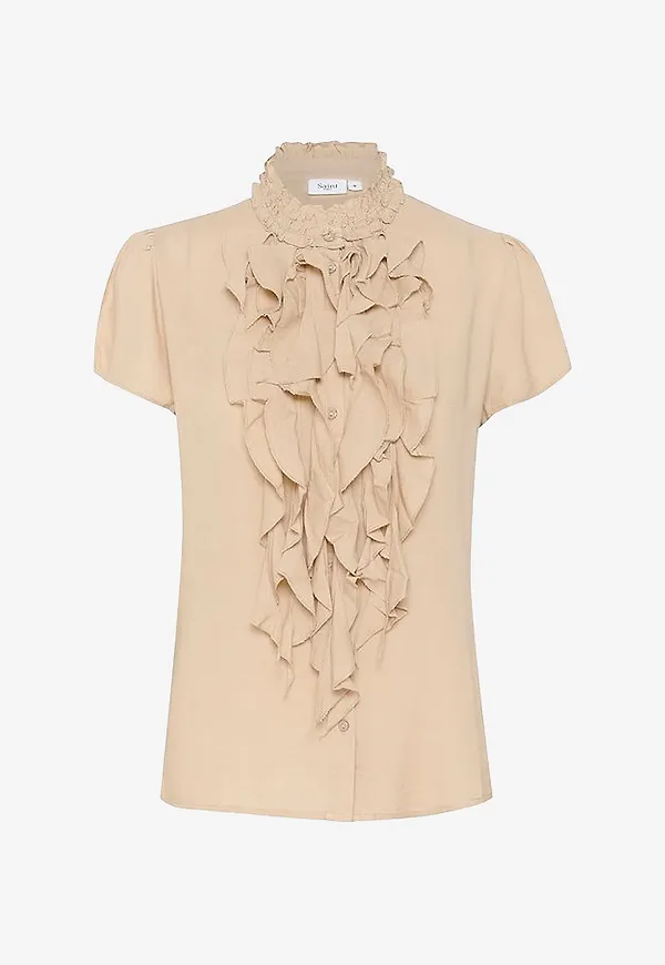 Saint Tropez - Blus ElliSZ SS Shirt - Beige
