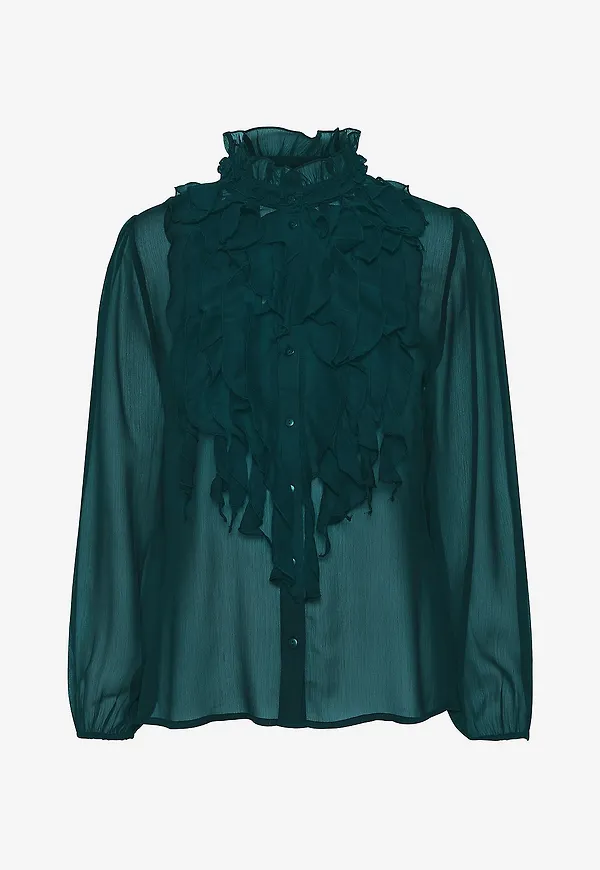 Saint Tropez - Blus LiljaSZ Crinkle LS Shirt - Grön