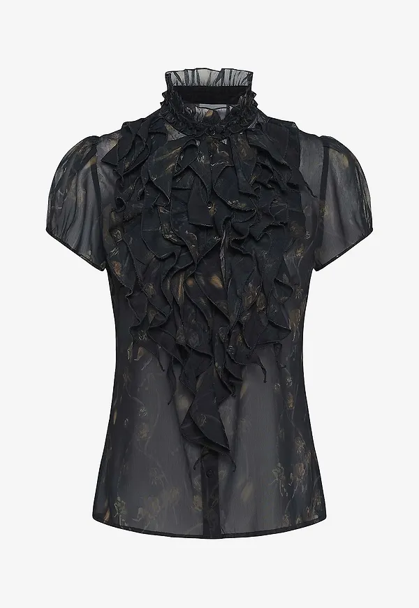 Saint Tropez - Blus LiljaSZ Crinkle SS Shirt - Svart