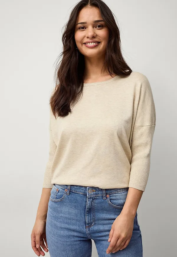 Saint Tropez - Tröja MilaSZ R-Neck Pullover - Beige