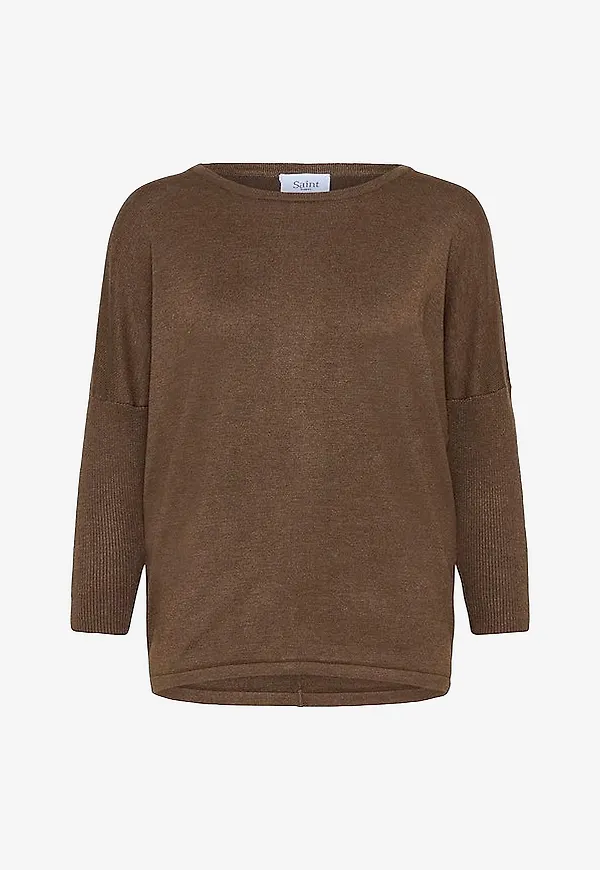 Saint Tropez - Tröja MilaSZ R-Neck Pullover - Brun