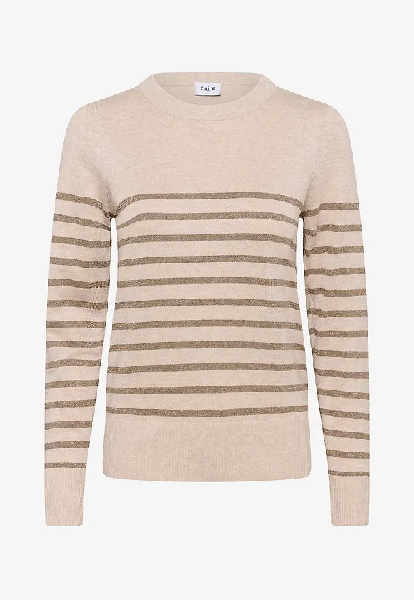 Saint Tropez - Tröja MilaSZ Shimmer Stripe - Beige