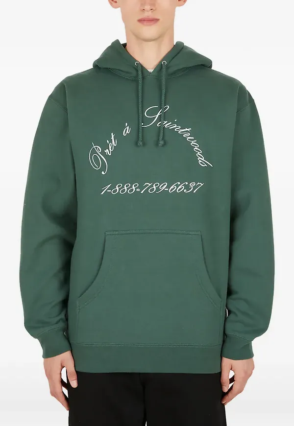 Saintwoods hoodie med bokstavsbrodyr - Grön