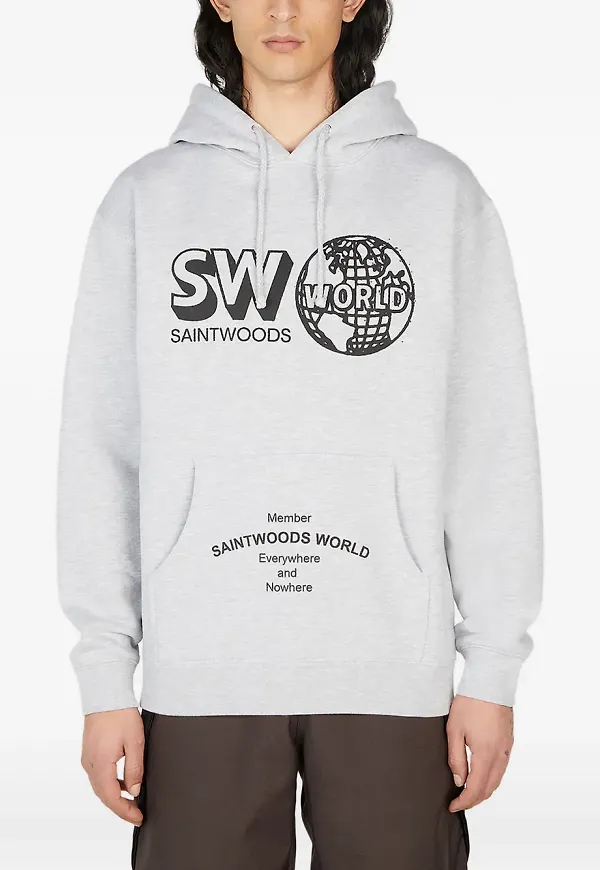 Saintwoods hoodie med grafiskt tryck - Grå