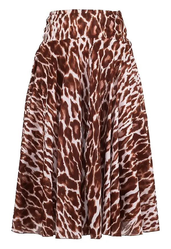 Samantha Sung Aster leopardmönstrad midikjol - Brun