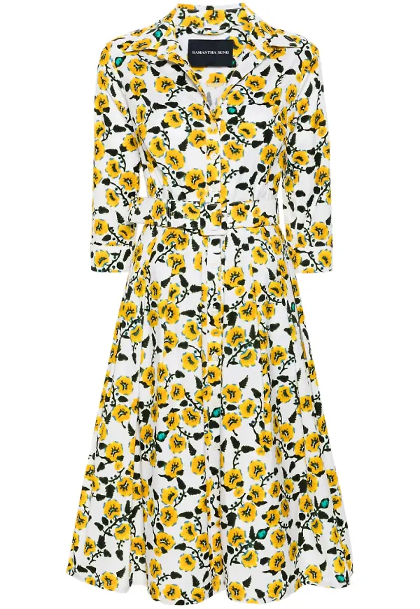 Samantha Sung Audrey skjortklänning i midimodell - Vit – Farfetch