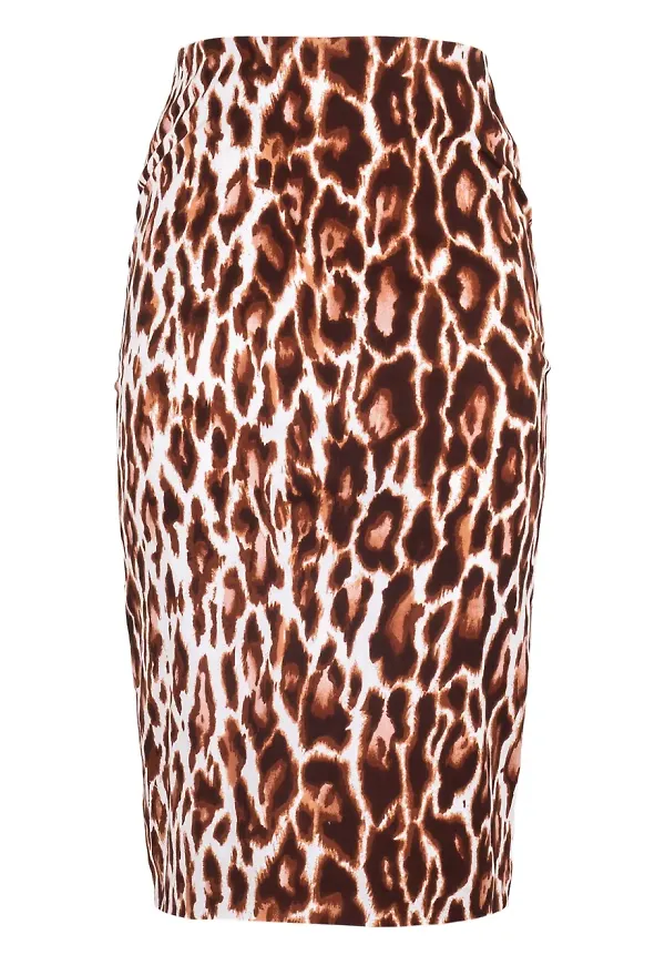 Samantha Sung leopardmönstrad pennkjol - Brun