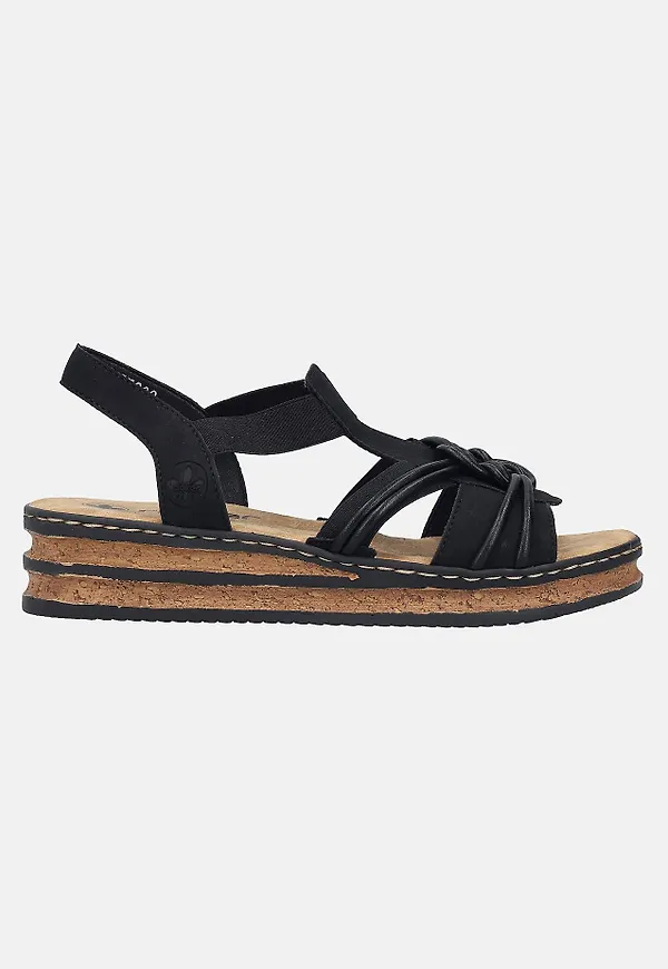 Sandal med resårremmar och flätad dekoration
