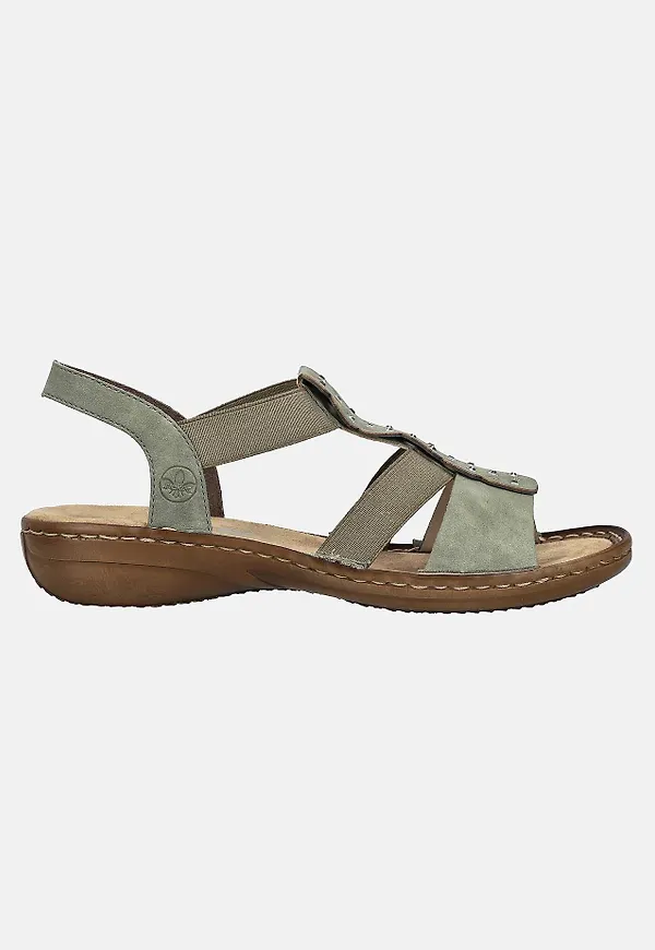 Sandal med strass och elastiska remmar