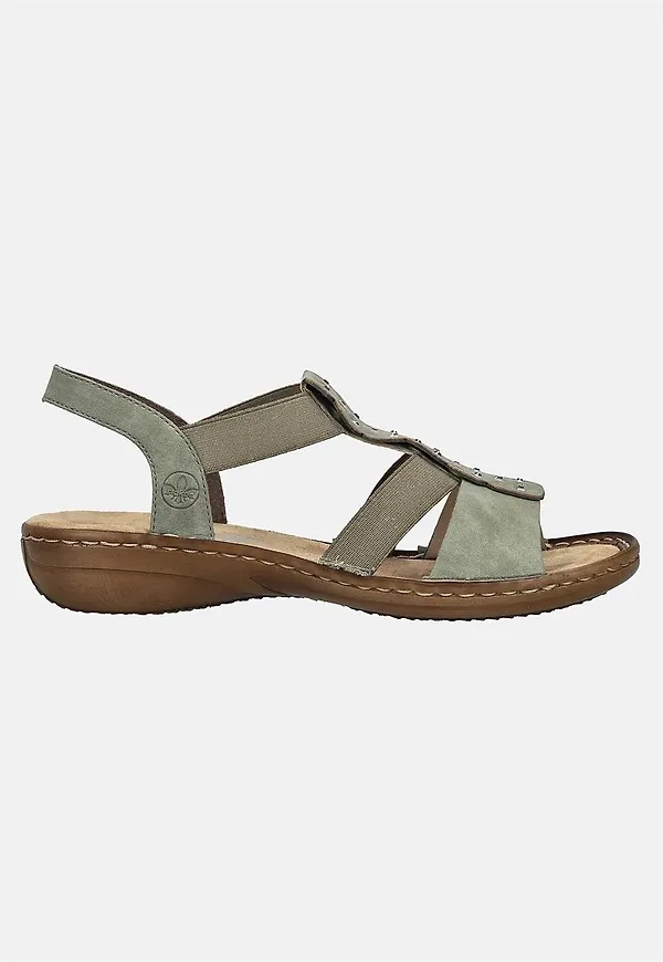 Sandal med strass och elastiska remmar