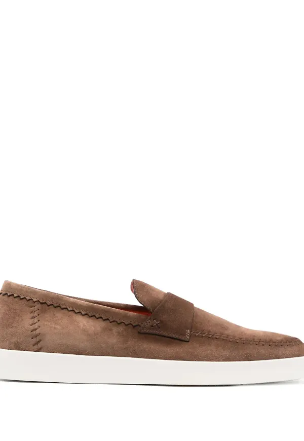 Santoni loafers i mocka - Brun