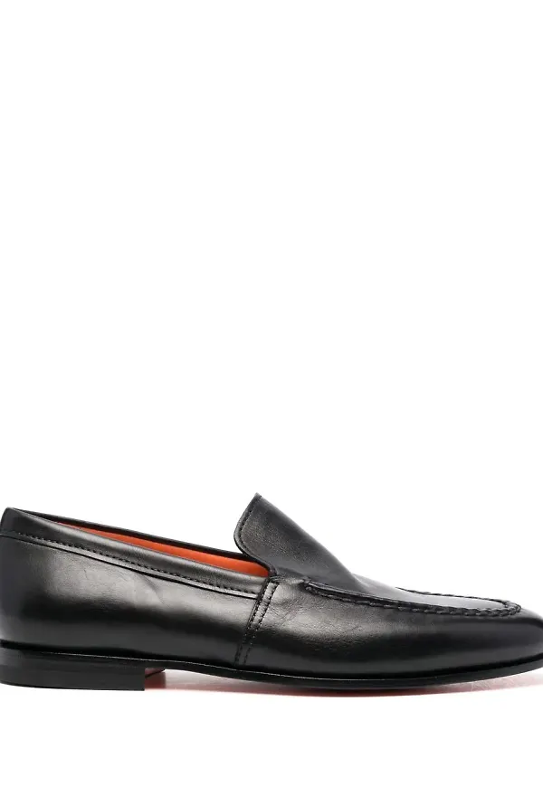 Santoni loafers med mandelformad tå - Svart