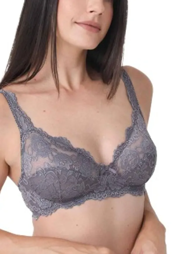 sassa BH Classic Lace Soft Bra Grå polyamid D 85 Dam