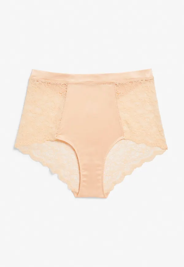 Satin and lace briefs - Orange