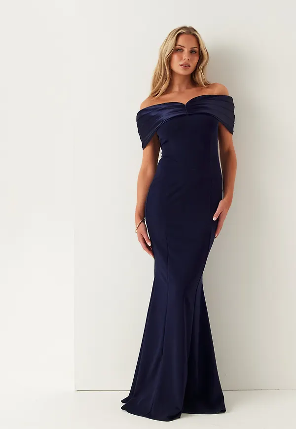 Satin Bow Off Shoulder Gown