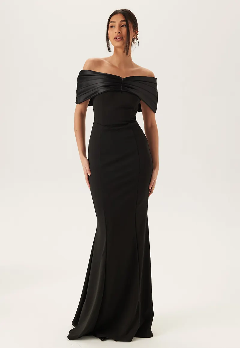 Satin Bow Off Shoulder Gown