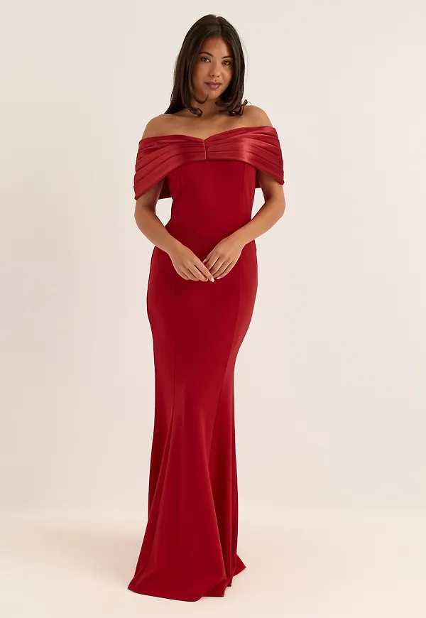 Satin Bow Off Shoulder Gown