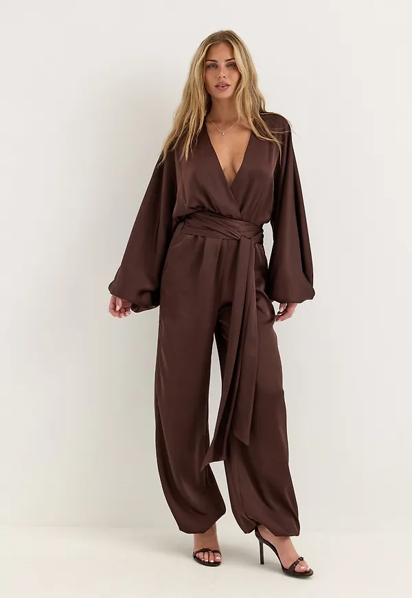 Satin Bubble Hem Jumpsuit